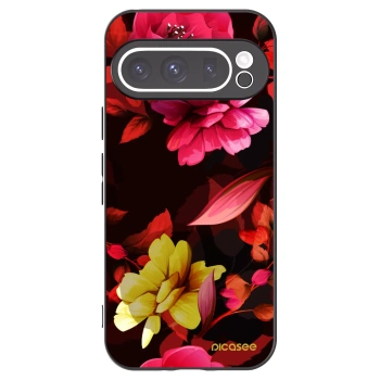 Picasee Μαύρη θήκη σιλικόνης για Google Pixel 9 Pro XL - Dark Peonny
