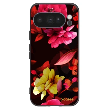 Picasee Μαύρη θήκη σιλικόνης για Google Pixel 10 Pro - Dark Peonny