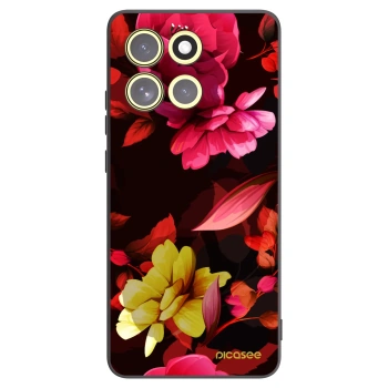 Picasee Μαύρη θήκη σιλικόνης για Motorola Moto G86 Power 5G - Dark Peonny