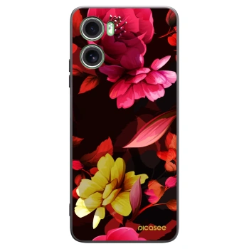Picasee Μαύρη θήκη σιλικόνης για Motorola Moto G06 - Dark Peonny