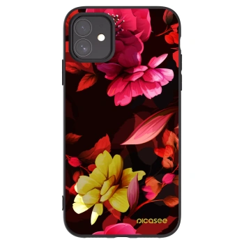 Picasee Μαύρη θήκη σιλικόνης για Apple iPhone 11 - Dark Peonny