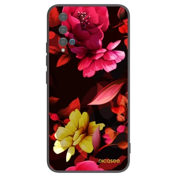 Picasee Μαύρη θήκη σιλικόνης για Huawei Nova 5T - Dark Peonny