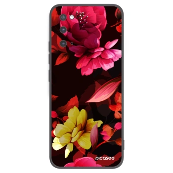 Picasee Μαύρη θήκη σιλικόνης για Samsung Galaxy S20 G980F - Dark Peonny