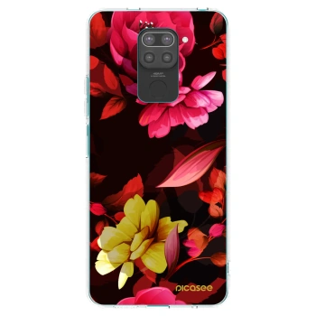 Picasee Μαύρη θήκη σιλικόνης για Xiaomi Redmi Note 9 - Dark Peonny
