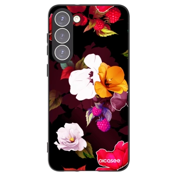 Picasee Μαύρη θήκη σιλικόνης για Samsung Galaxy S23+ 5G - Flowers and Berries