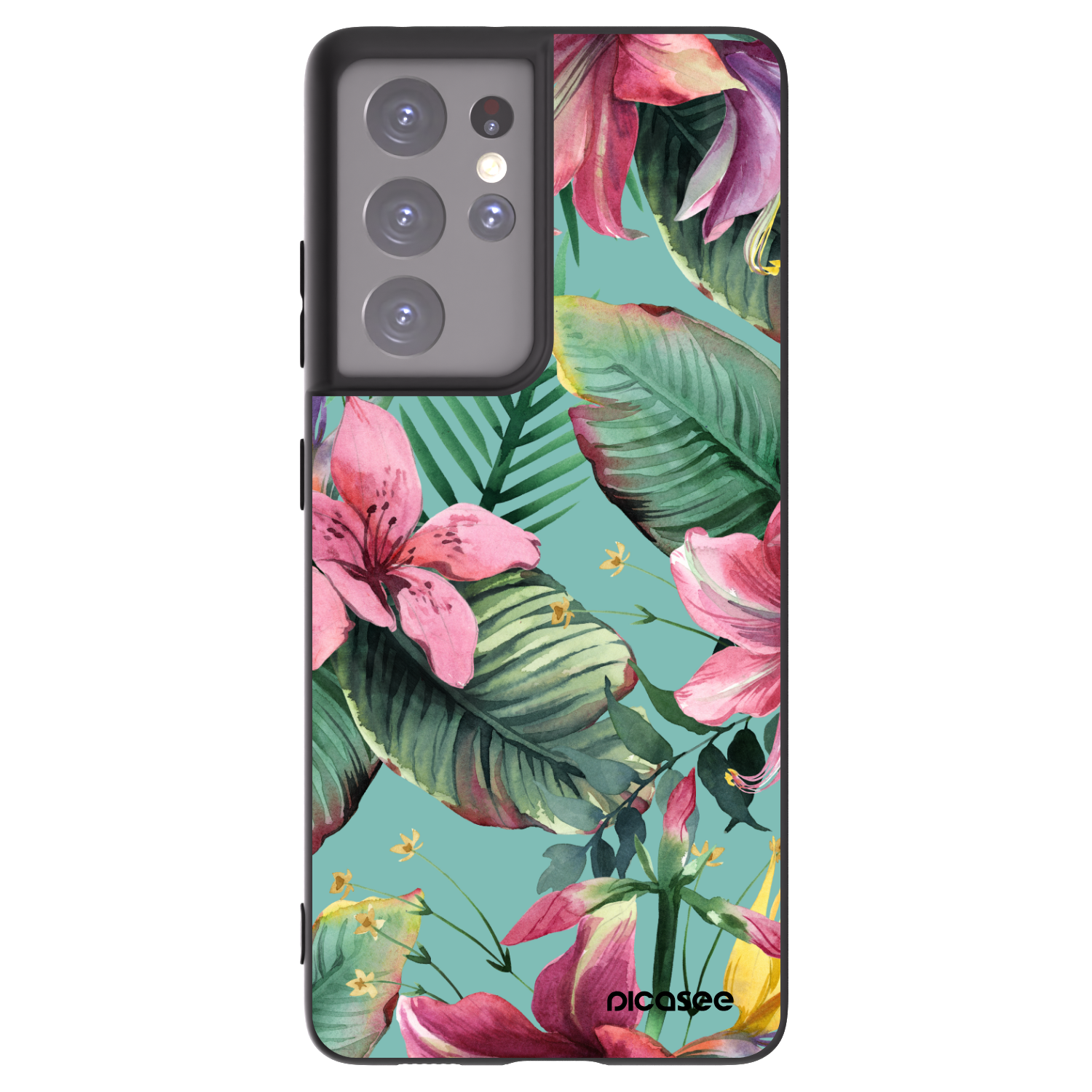 Picasee Μαύρη θήκη σιλικόνης για Samsung Galaxy S21 Ultra 5G G998B - Hawaii