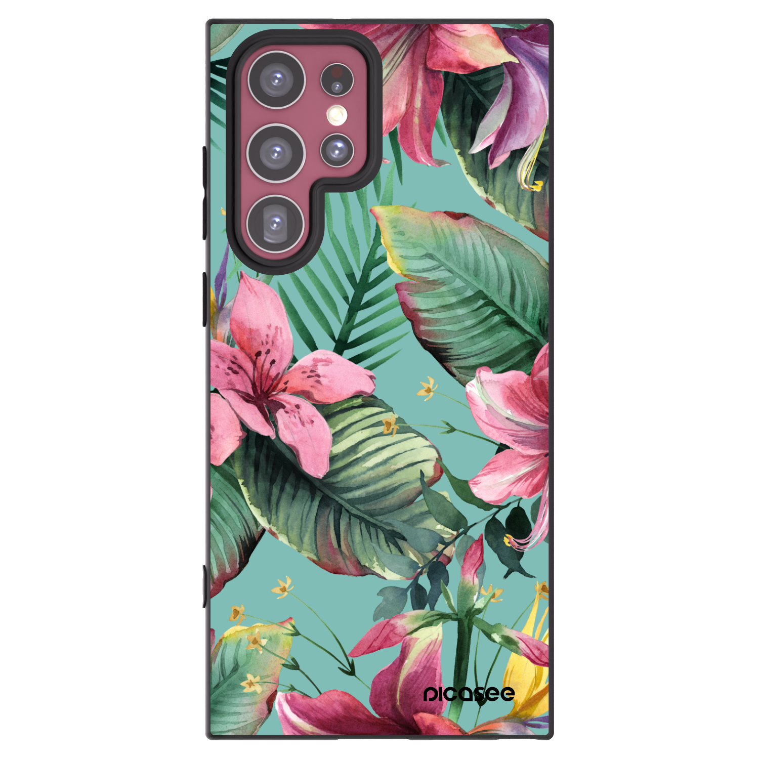 Picasee Μαύρη θήκη σιλικόνης για Samsung Galaxy S22 Ultra 5G - Hawaii