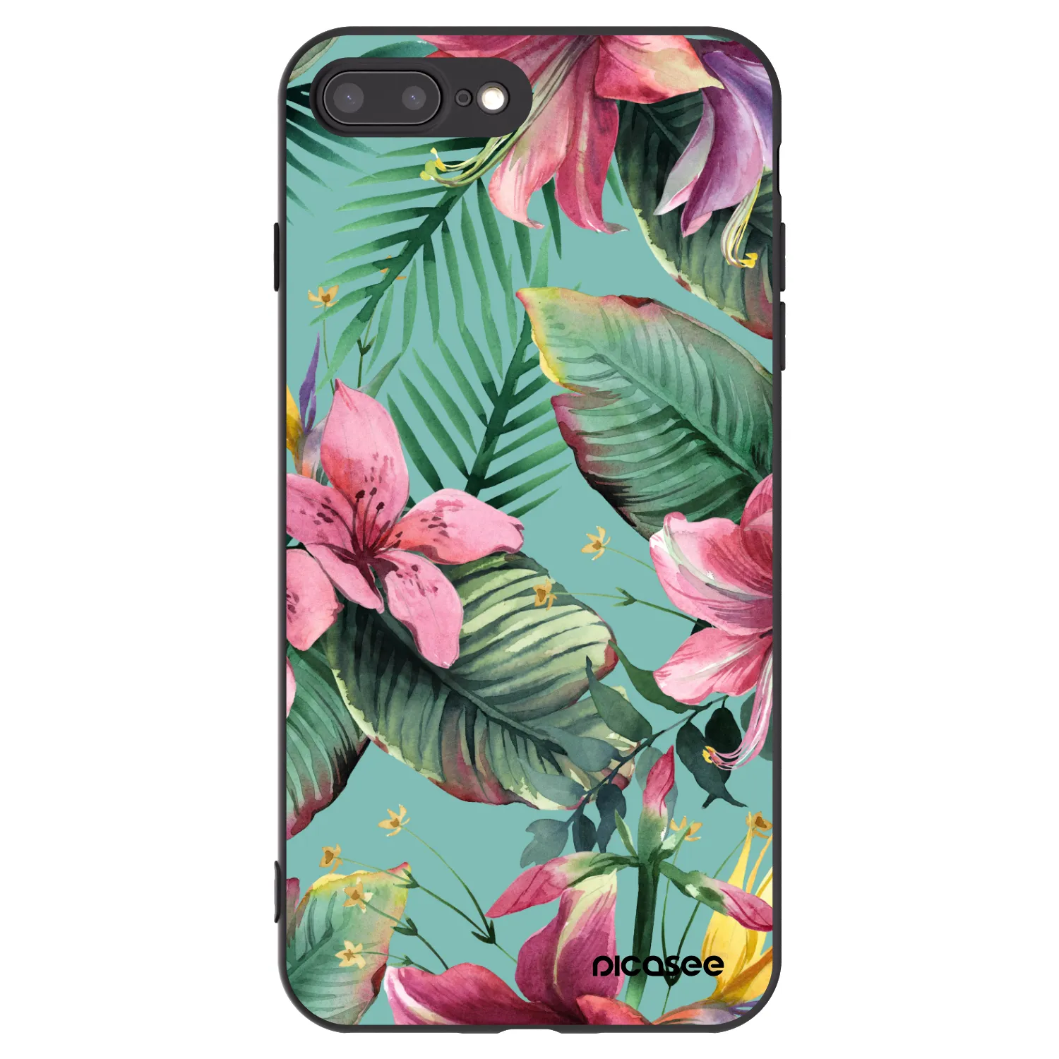 Picasee Μαύρη θήκη σιλικόνης για Apple iPhone 8 Plus - Hawaii
