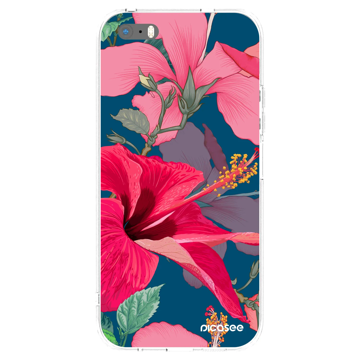 Picasee διαφανής θήκη σιλικόνης Apple iPhone 5/5S/SE - Hibiscus