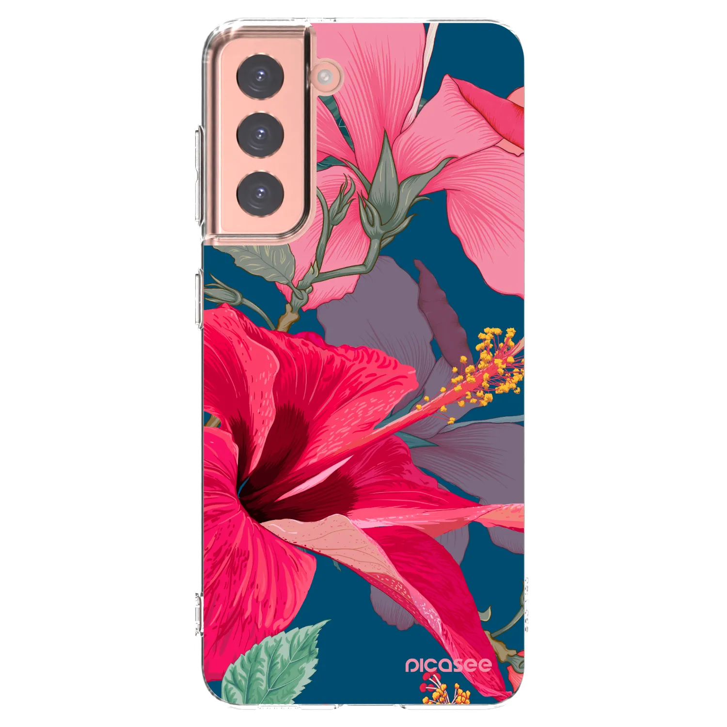 Picasee διαφανής θήκη σιλικόνης Samsung Galaxy S21 5G G991B - Hibiscus