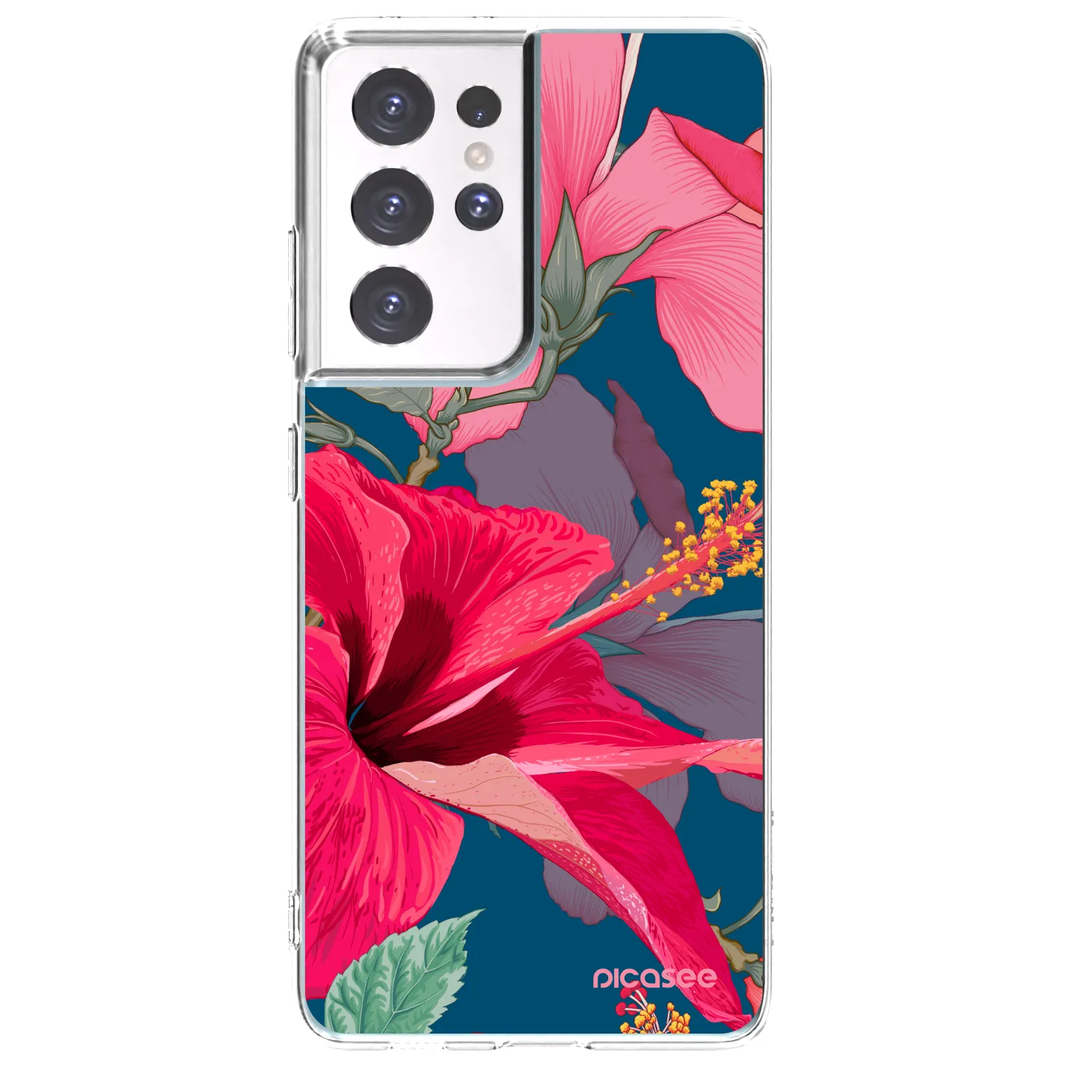 Picasee διαφανής θήκη σιλικόνης Samsung Galaxy S21 Ultra 5G G998B - Hibiscus