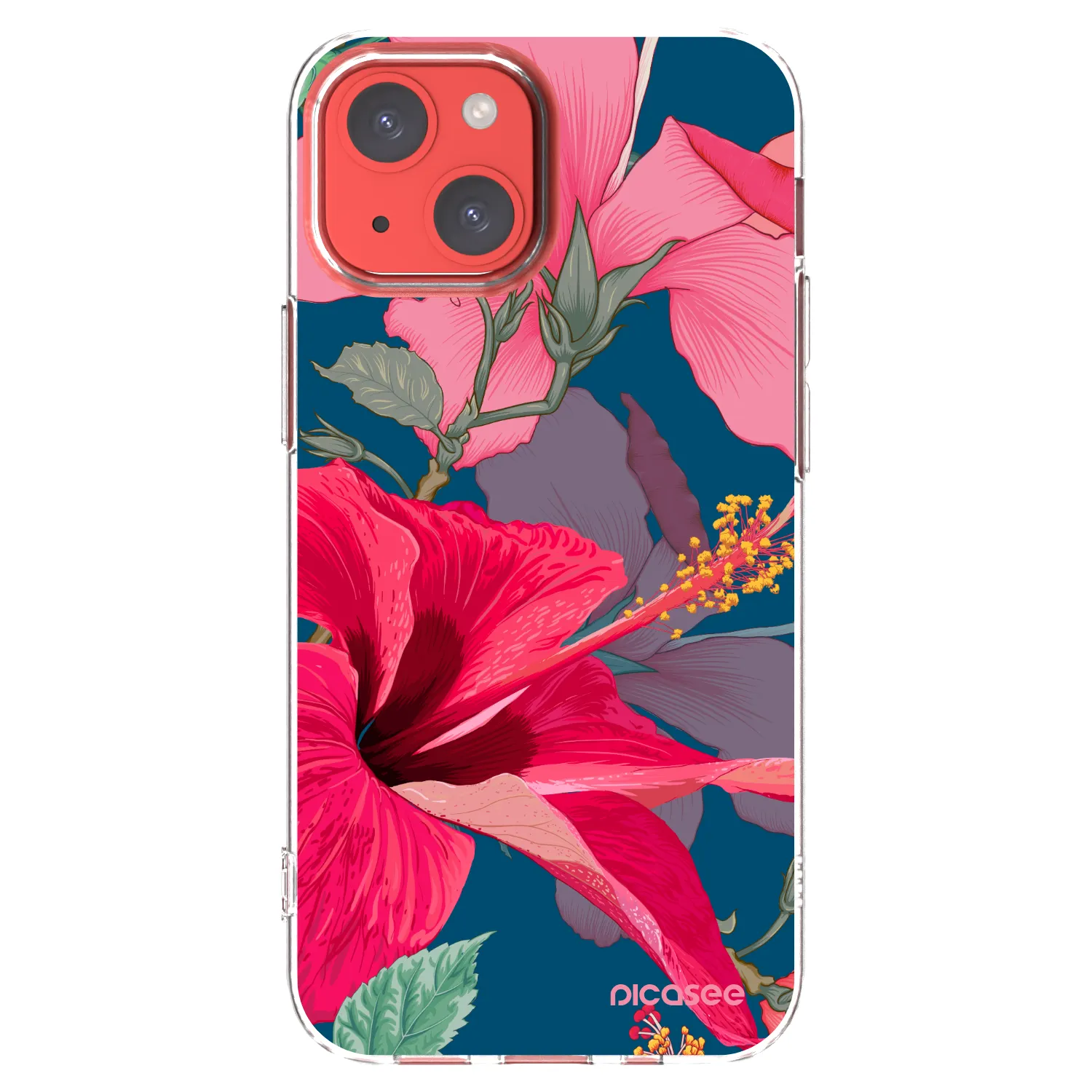Picasee διαφανής θήκη σιλικόνης Apple iPhone 13 mini - Hibiscus