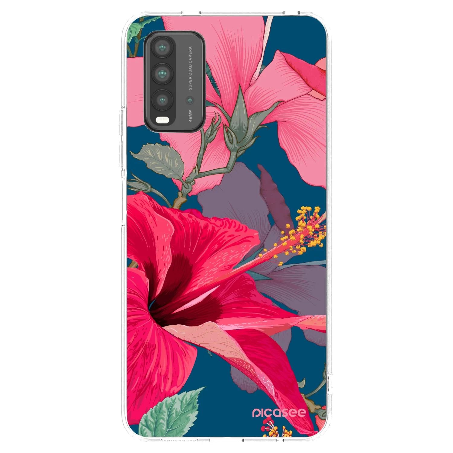 Picasee Μαύρη θήκη σιλικόνης για Xiaomi Redmi 9T - Hibiscus