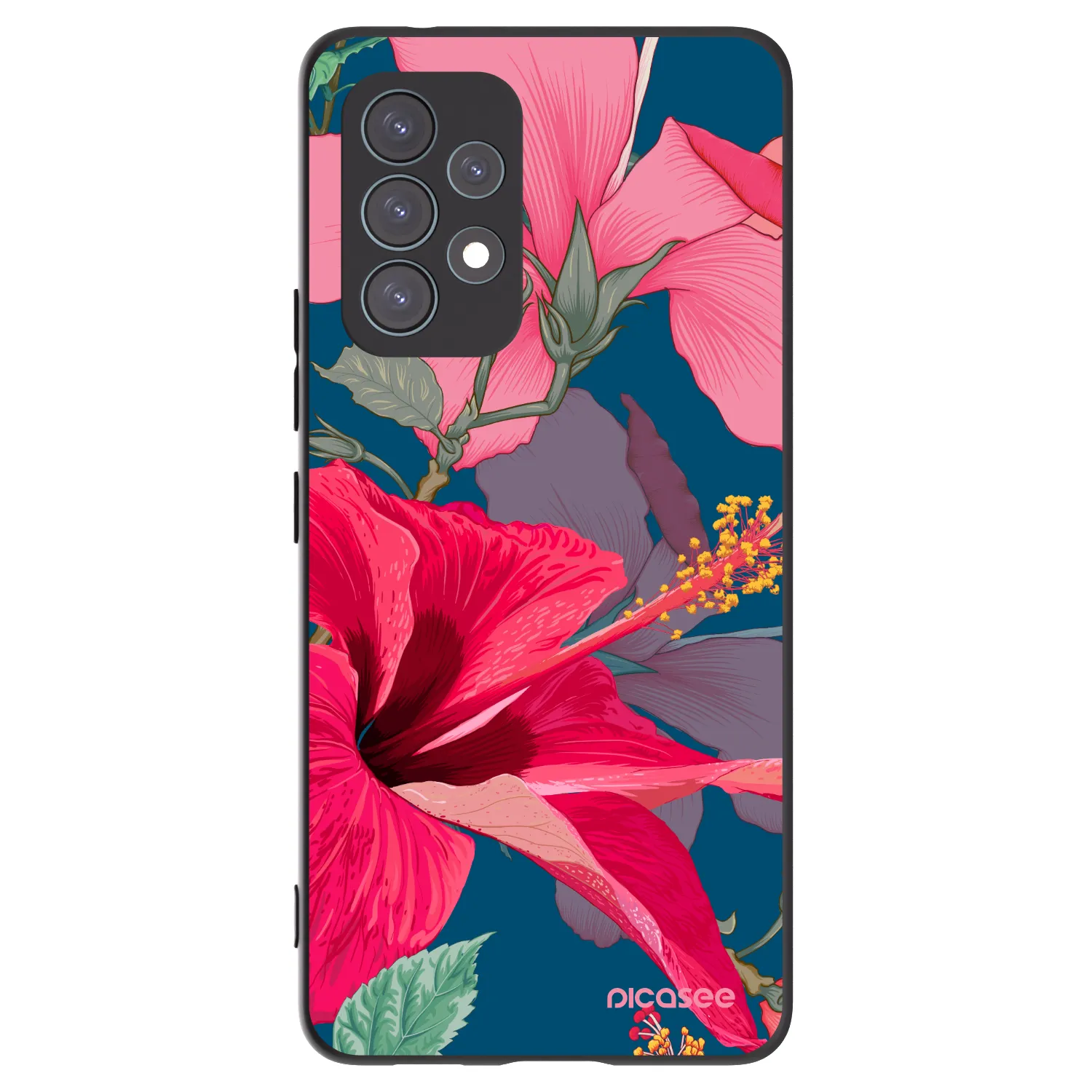 Picasee Μαύρη θήκη σιλικόνης για Samsung Galaxy A53 5G A536 - Hibiscus