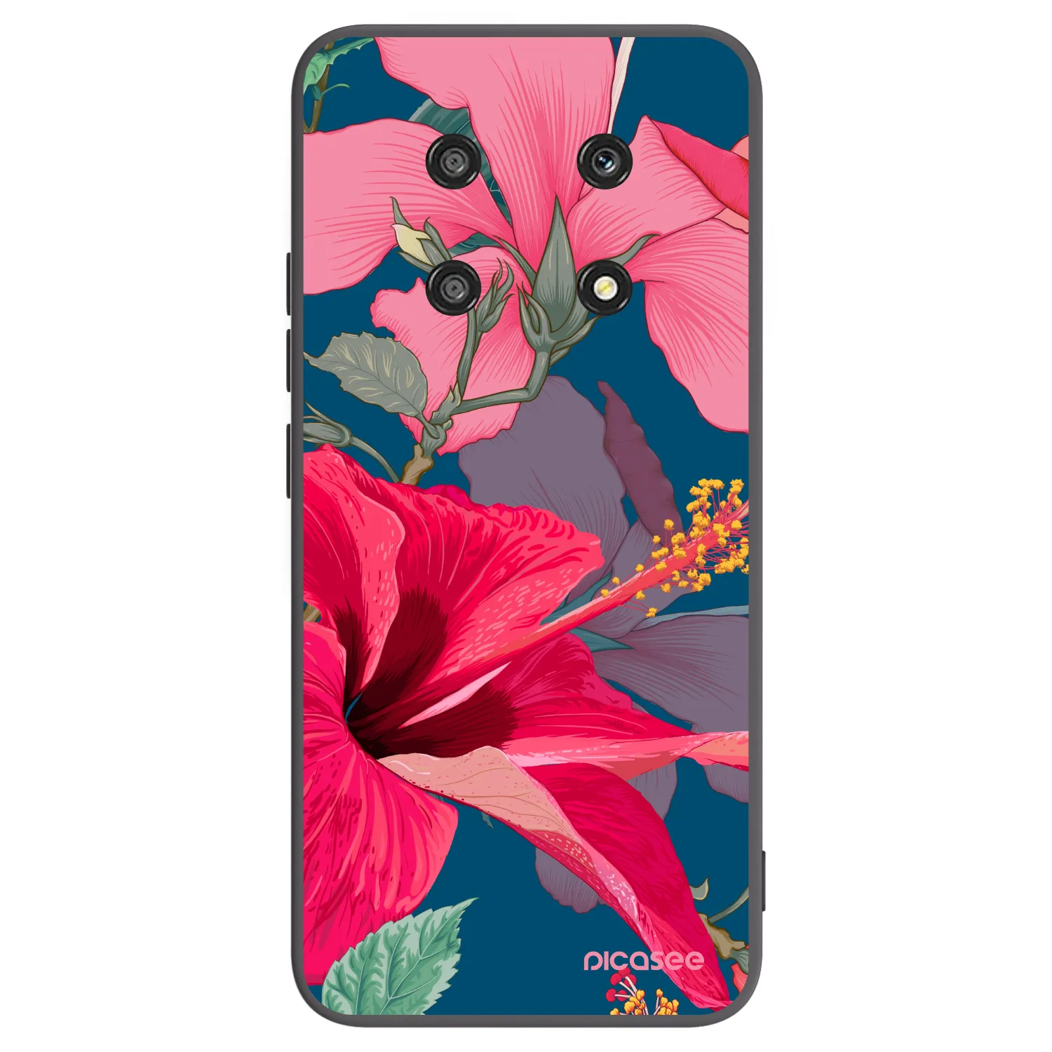 Picasee Μαύρη θήκη σιλικόνης για Honor Magic4 Lite 5G - Hibiscus