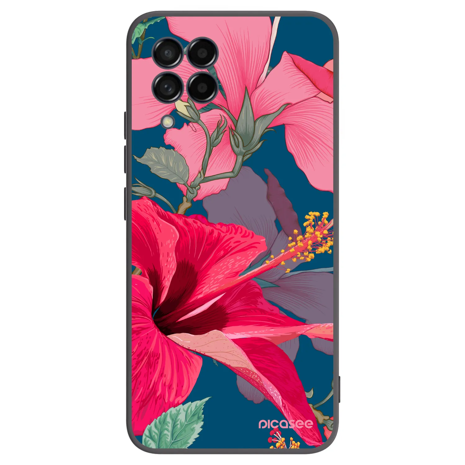 Picasee Μαύρη θήκη σιλικόνης για Samsung Galaxy M53 5G - Hibiscus