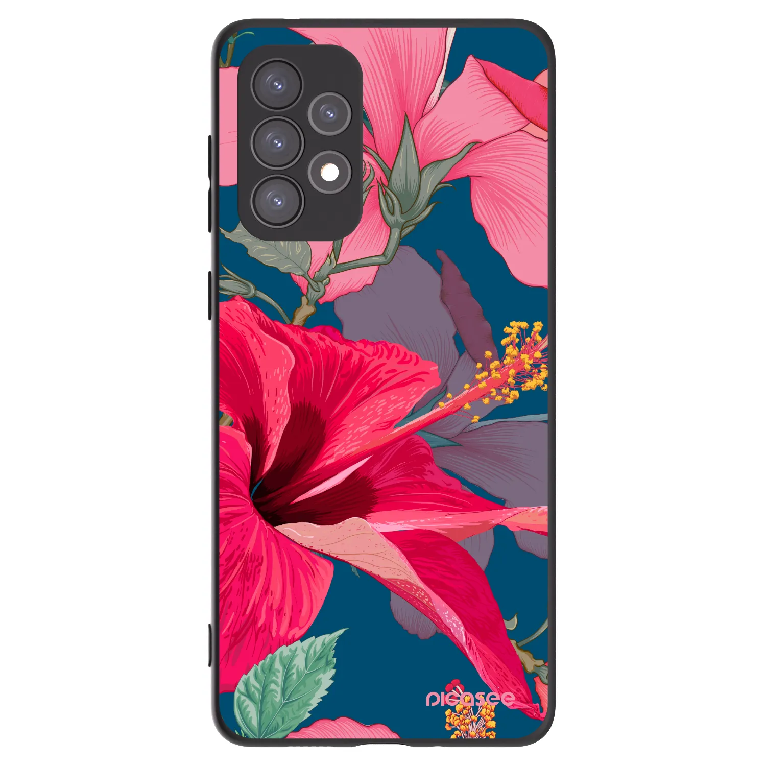 Picasee Μαύρη θήκη σιλικόνης για Samsung Galaxy A73 5G - Hibiscus