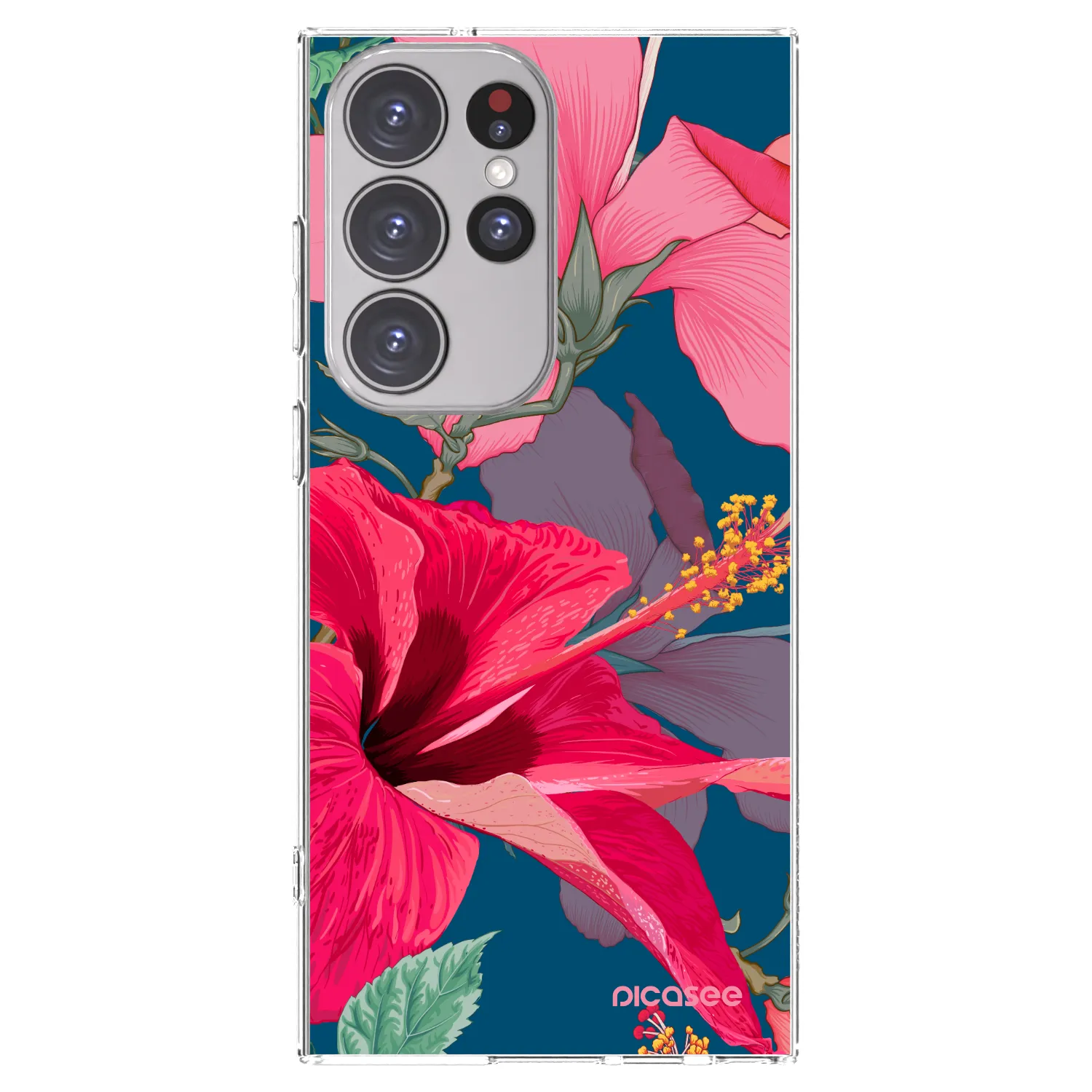Picasee διαφανής θήκη σιλικόνης Samsung Galaxy S23 Ultra 5G - Hibiscus