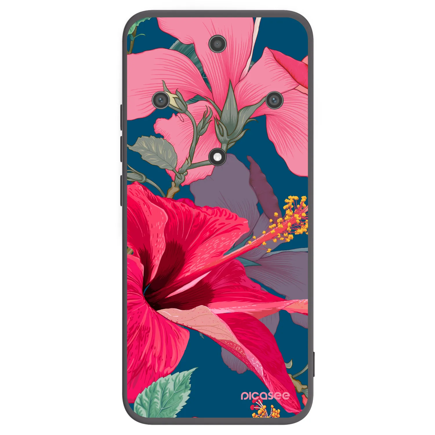 Picasee Μαύρη θήκη σιλικόνης για Honor Magic5 Lite 5G - Hibiscus