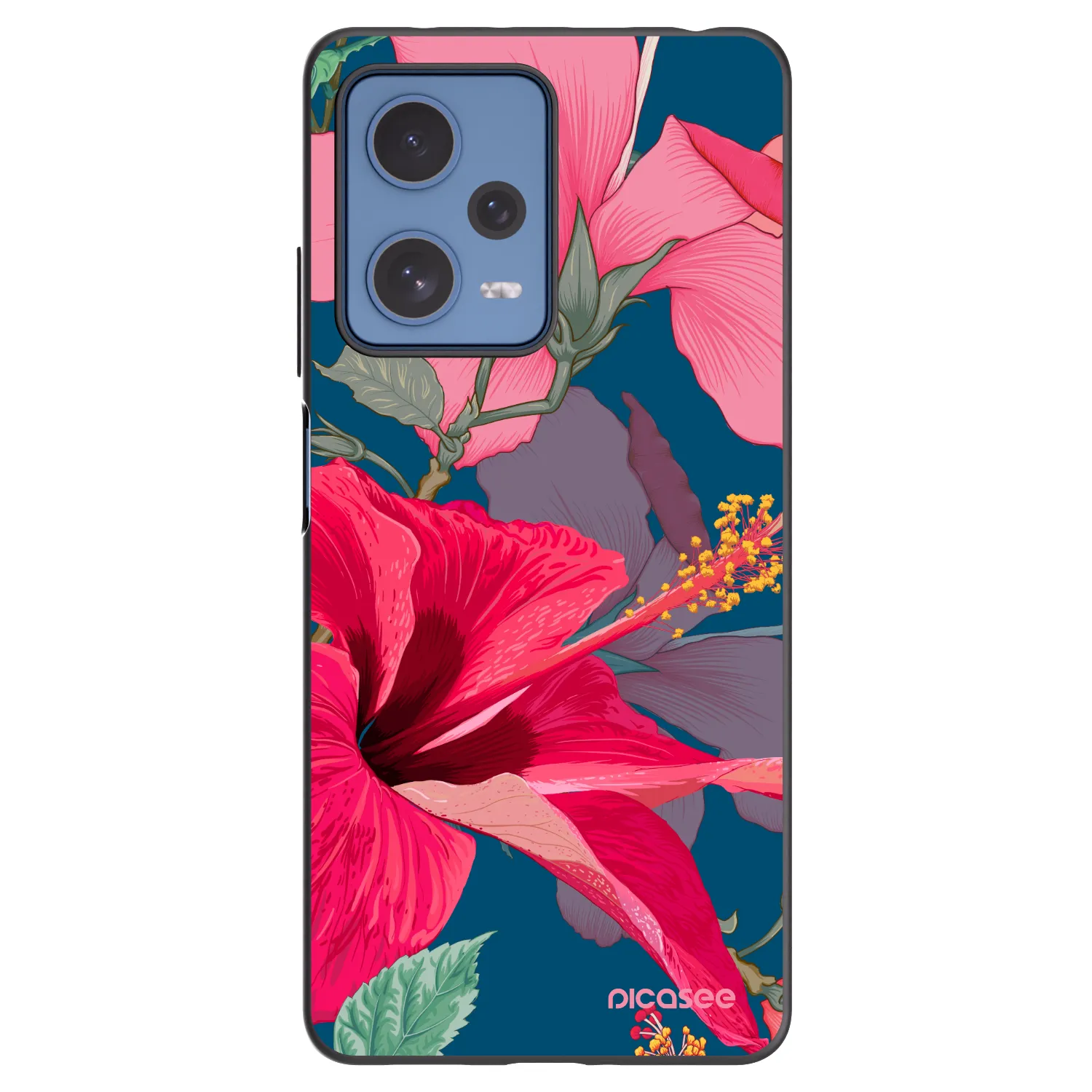 Picasee Μαύρη θήκη σιλικόνης για Xiaomi Redmi Note 12 Pro 5G - Hibiscus