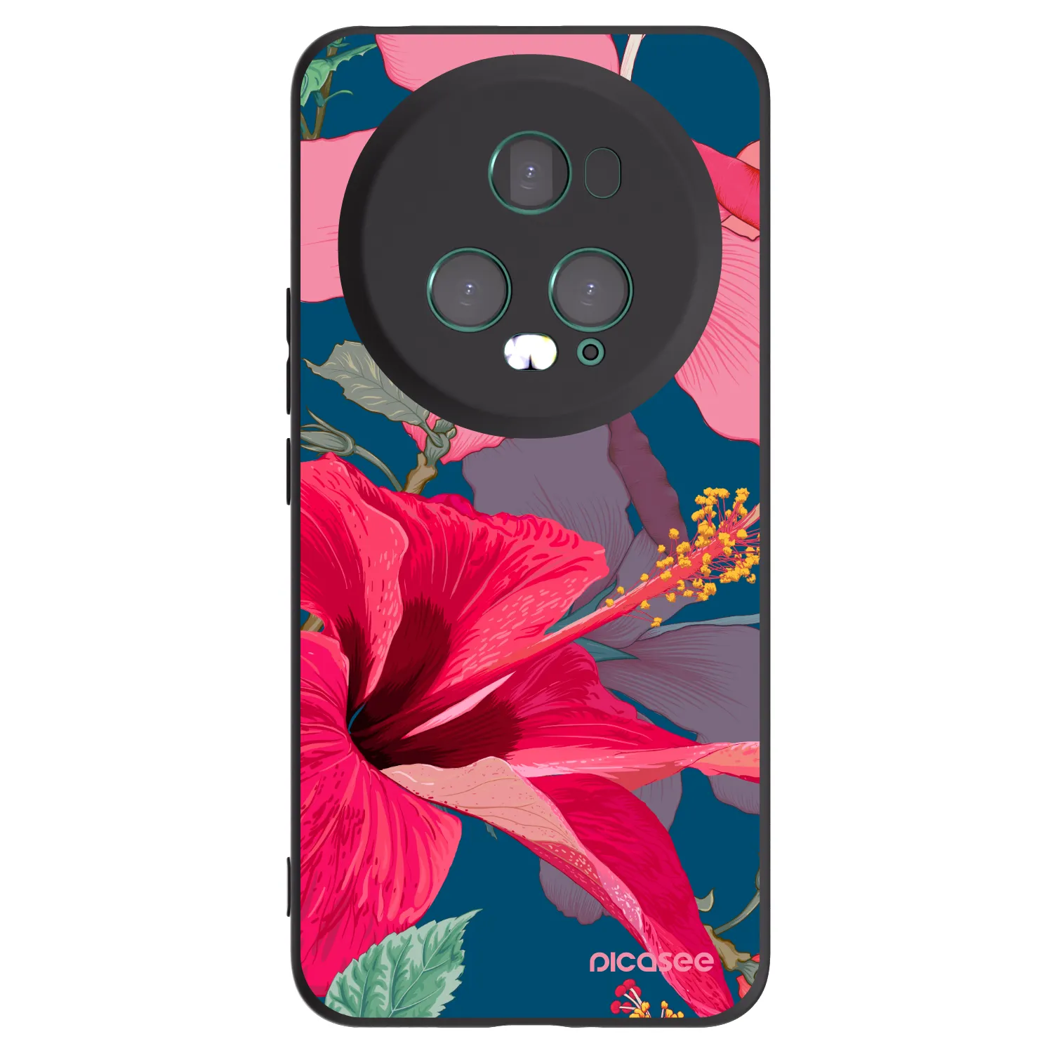 Picasee Μαύρη θήκη σιλικόνης για Honor Magic5 Pro - Hibiscus