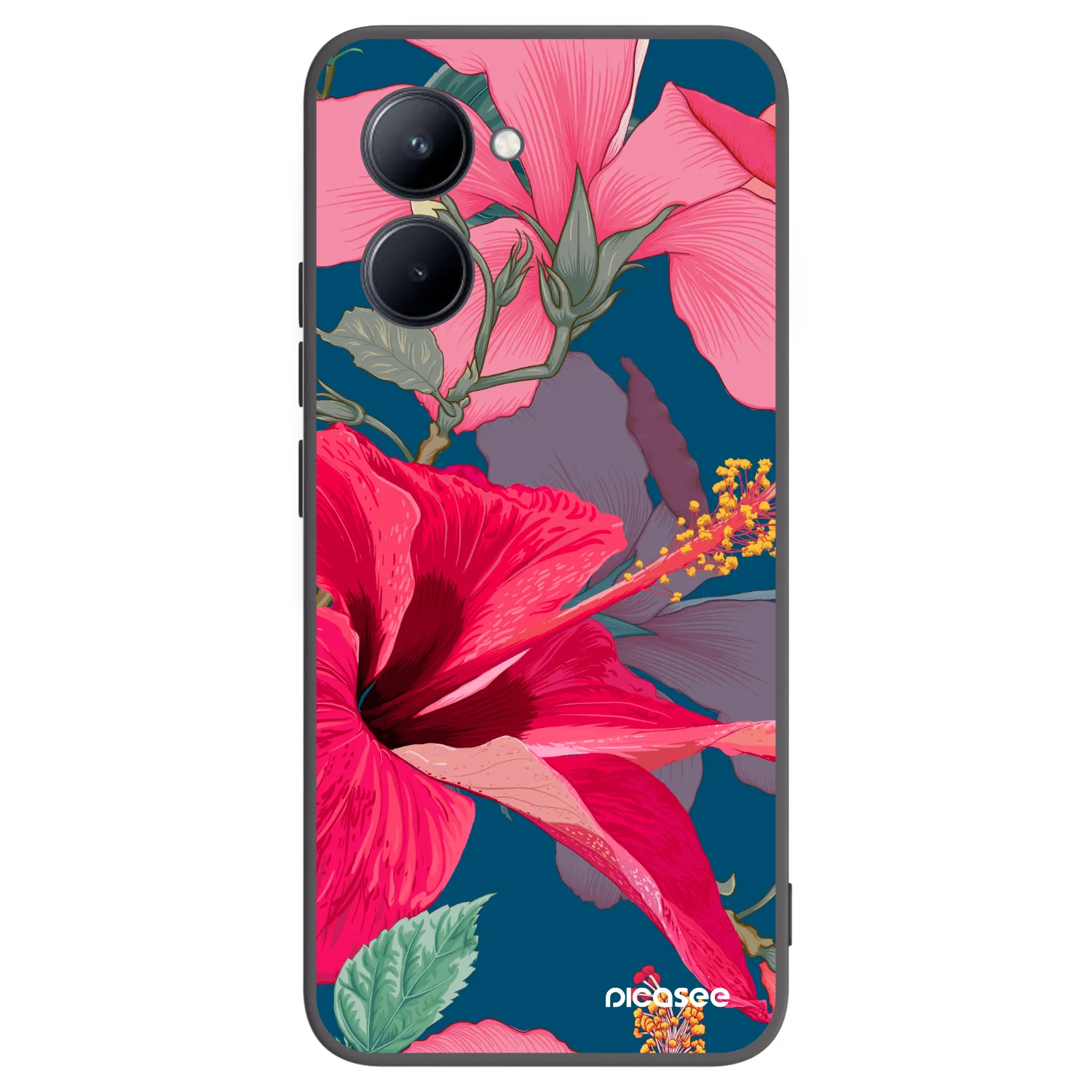 Picasee Μαύρη θήκη σιλικόνης για Realme C33 (2023) - Hibiscus
