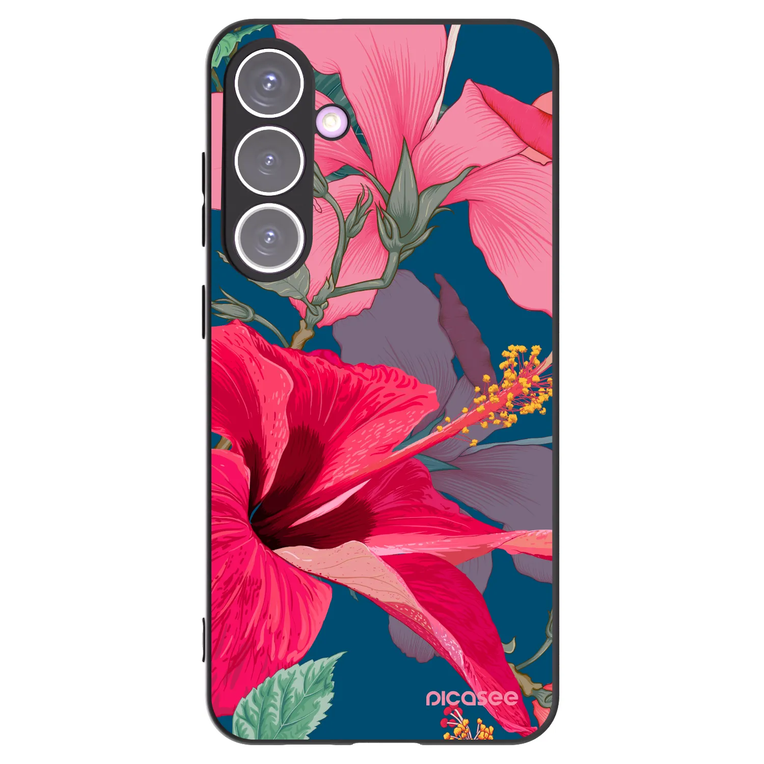 Picasee Μαύρη θήκη σιλικόνης για Samsung Galaxy S24+ S926B 5G - Hibiscus