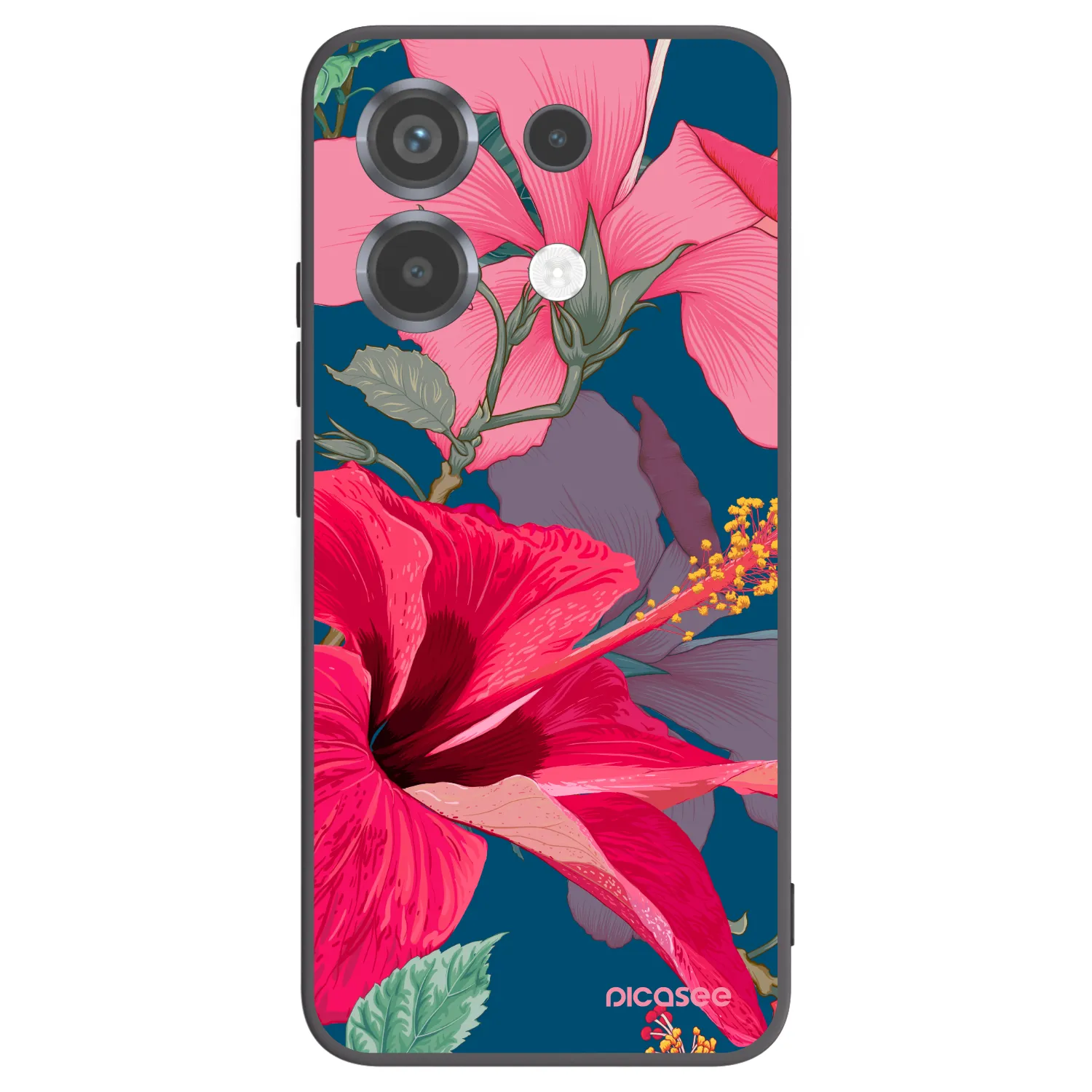 Picasee Μαύρη θήκη σιλικόνης για Xiaomi Poco X6 - Hibiscus