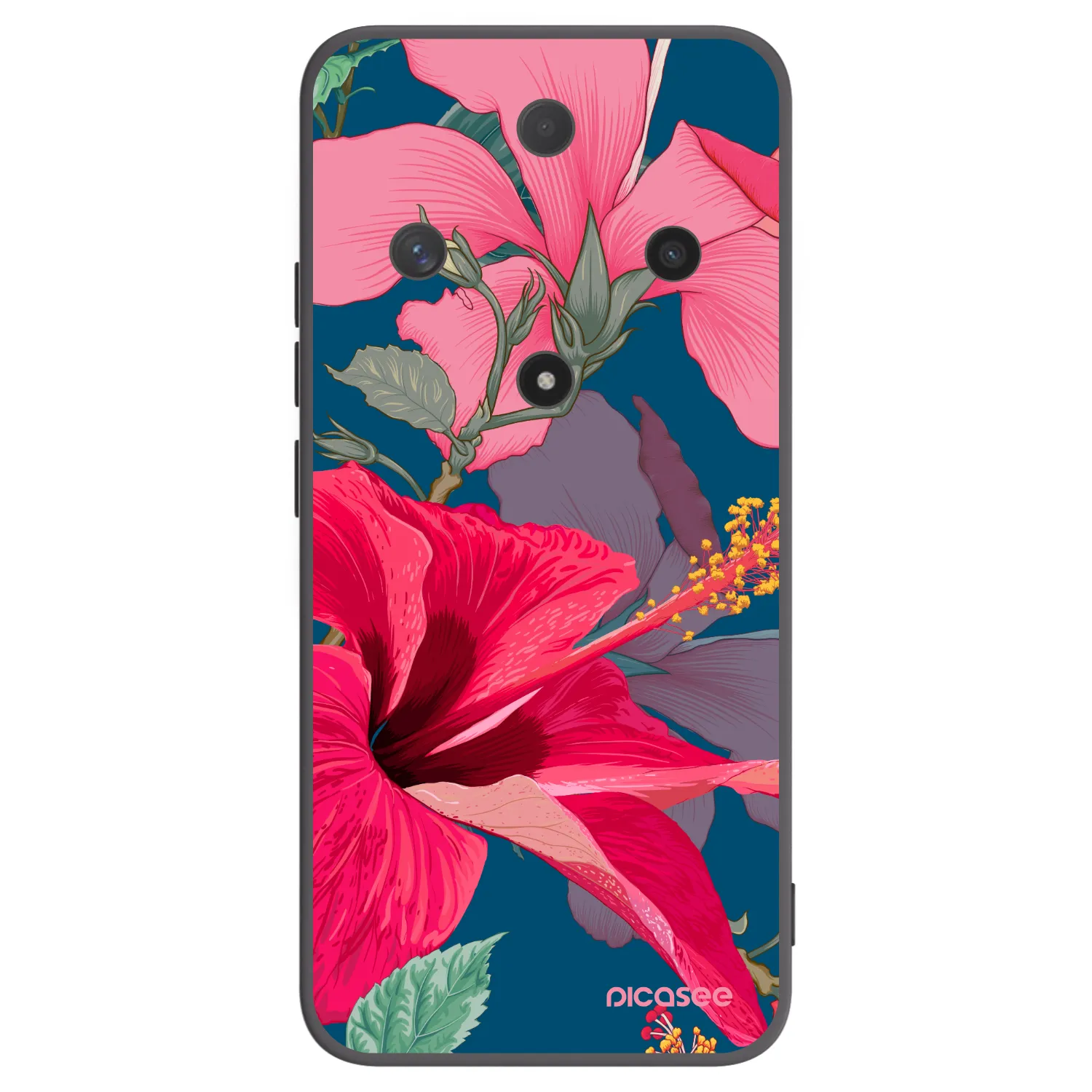 Picasee Μαύρη θήκη σιλικόνης για Honor Magic6 Lite 5G - Hibiscus