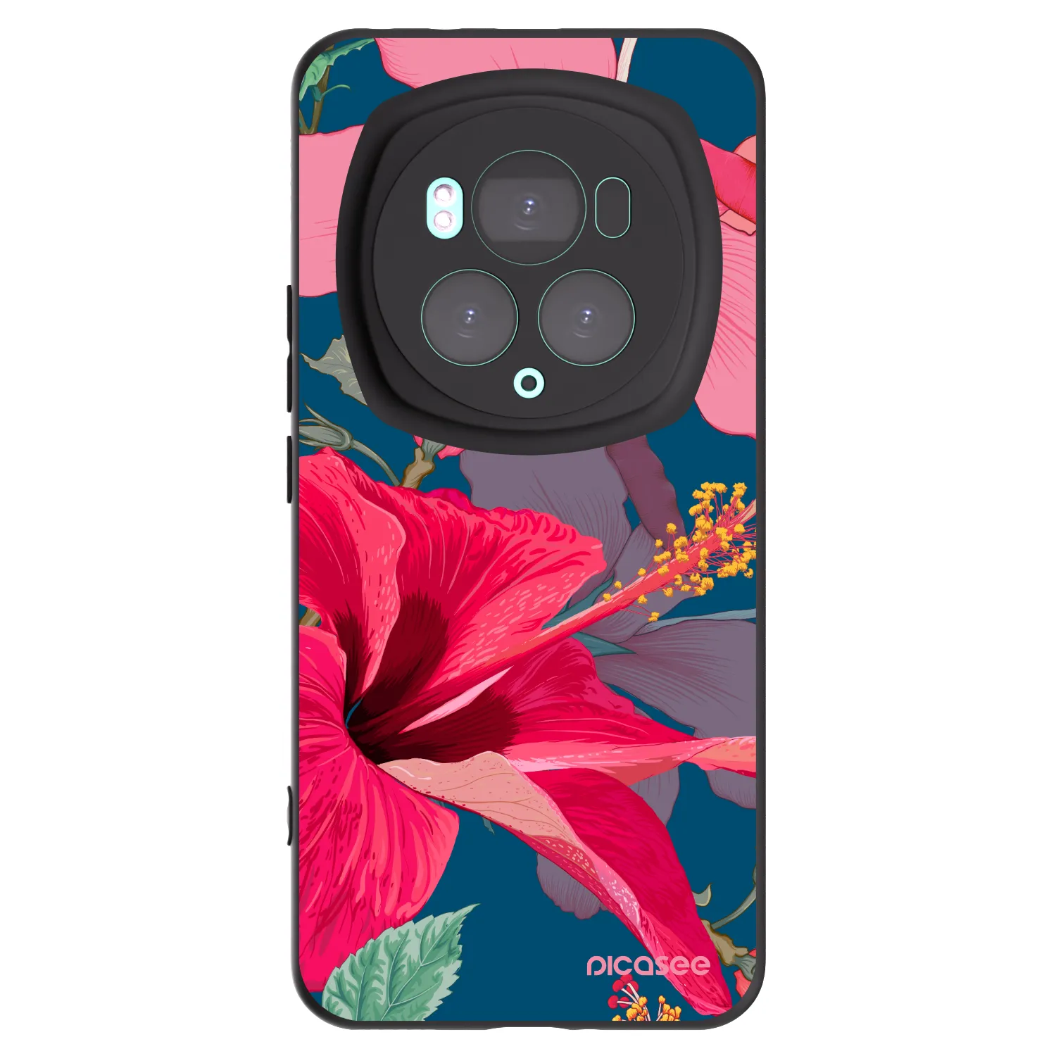 Picasee Μαύρη θήκη σιλικόνης για Honor Magic6 Pro - Hibiscus