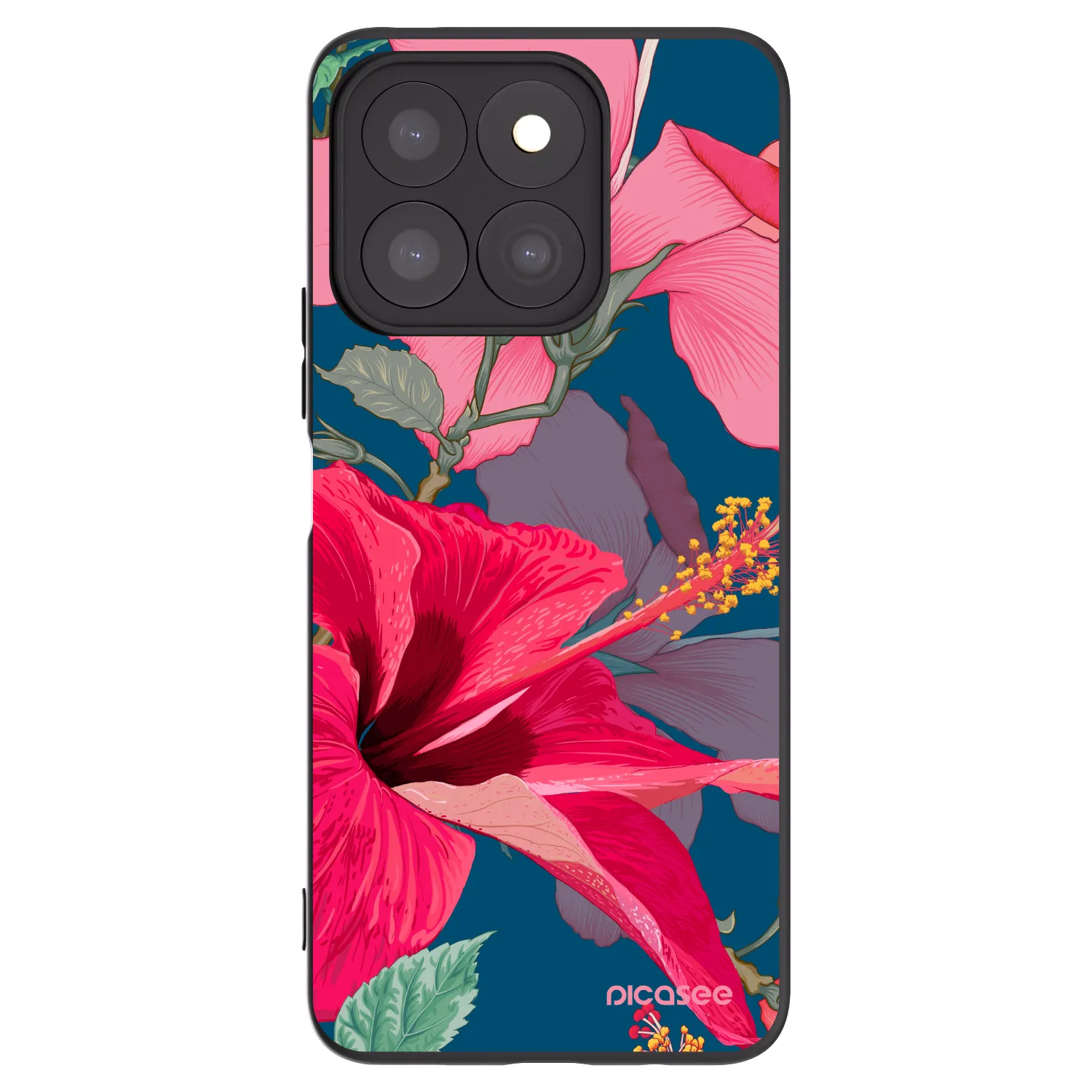 Picasee Μαύρη θήκη σιλικόνης για Honor X8b - Hibiscus