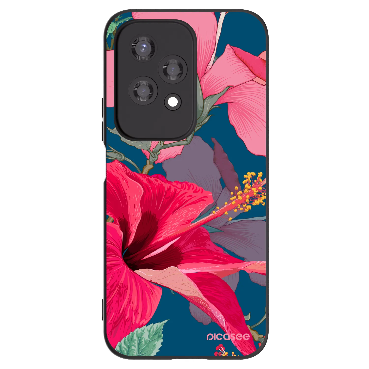 Picasee Μαύρη θήκη σιλικόνης για Honor 200 Lite - Hibiscus