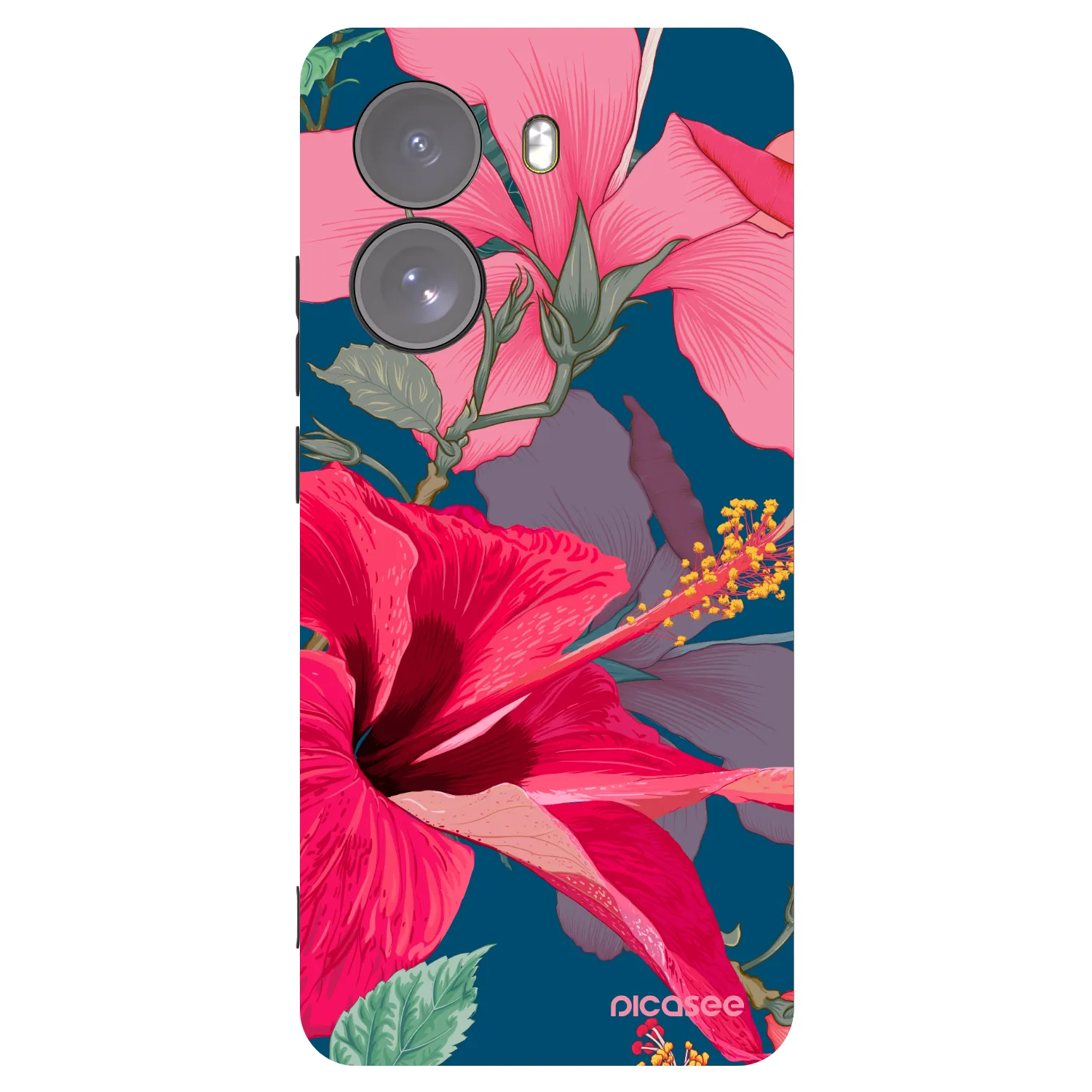 Picasee Μαύρη θήκη σιλικόνης για Xiaomi Poco X7 - Hibiscus