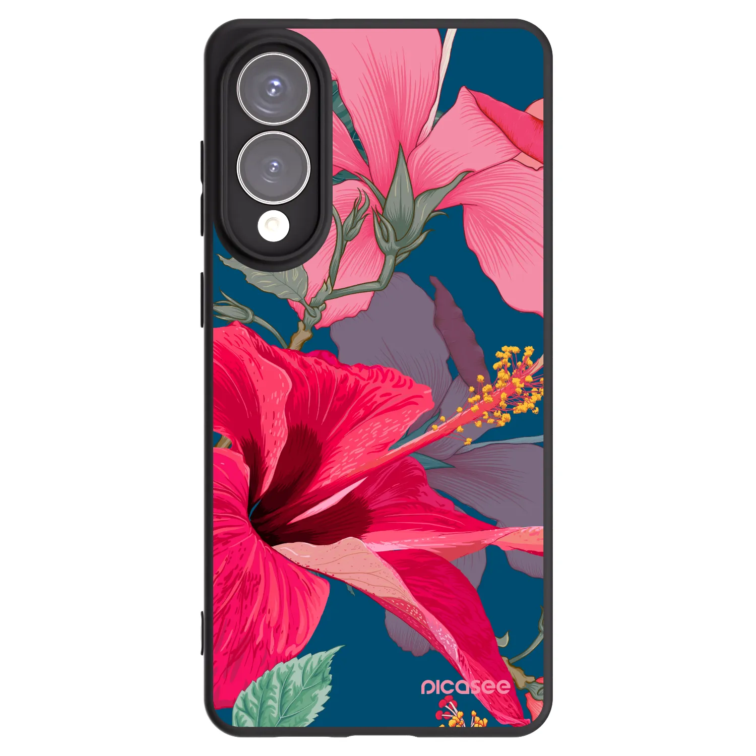 Picasee Μαύρη θήκη σιλικόνης για Samsung Galaxy S25 Edge 5G - Hibiscus