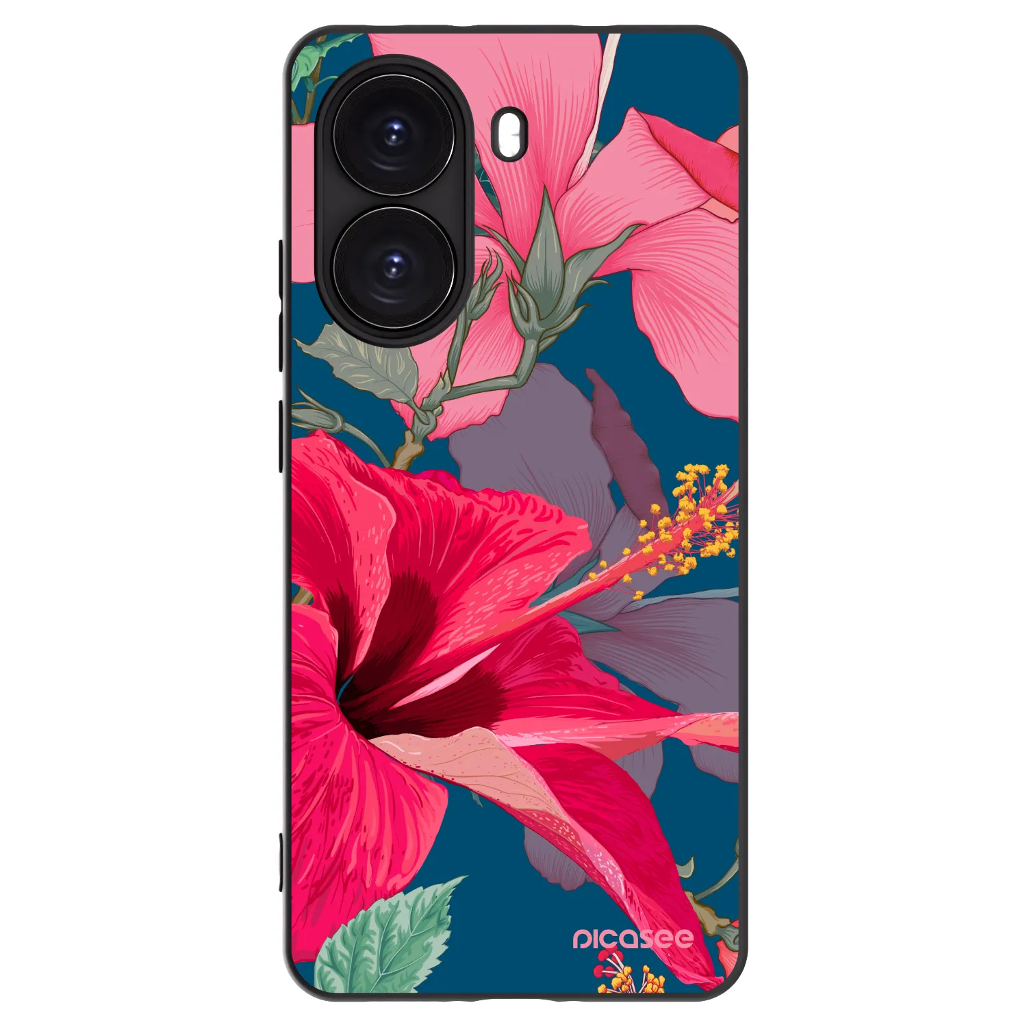 Picasee Μαύρη θήκη σιλικόνης για Xiaomi Poco X7 Pro 5G - Hibiscus