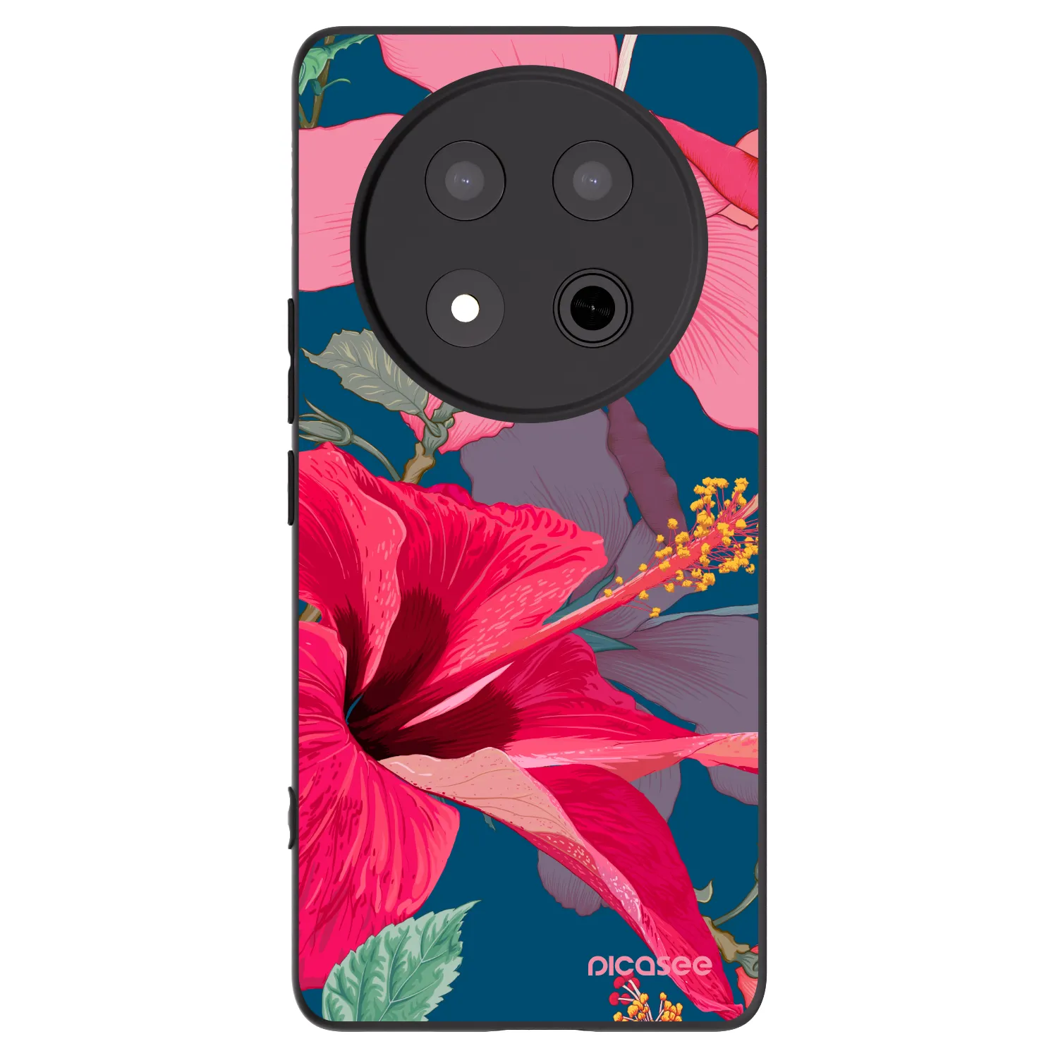 Picasee Μαύρη θήκη σιλικόνης για Honor Magic7 Lite 5G - Hibiscus