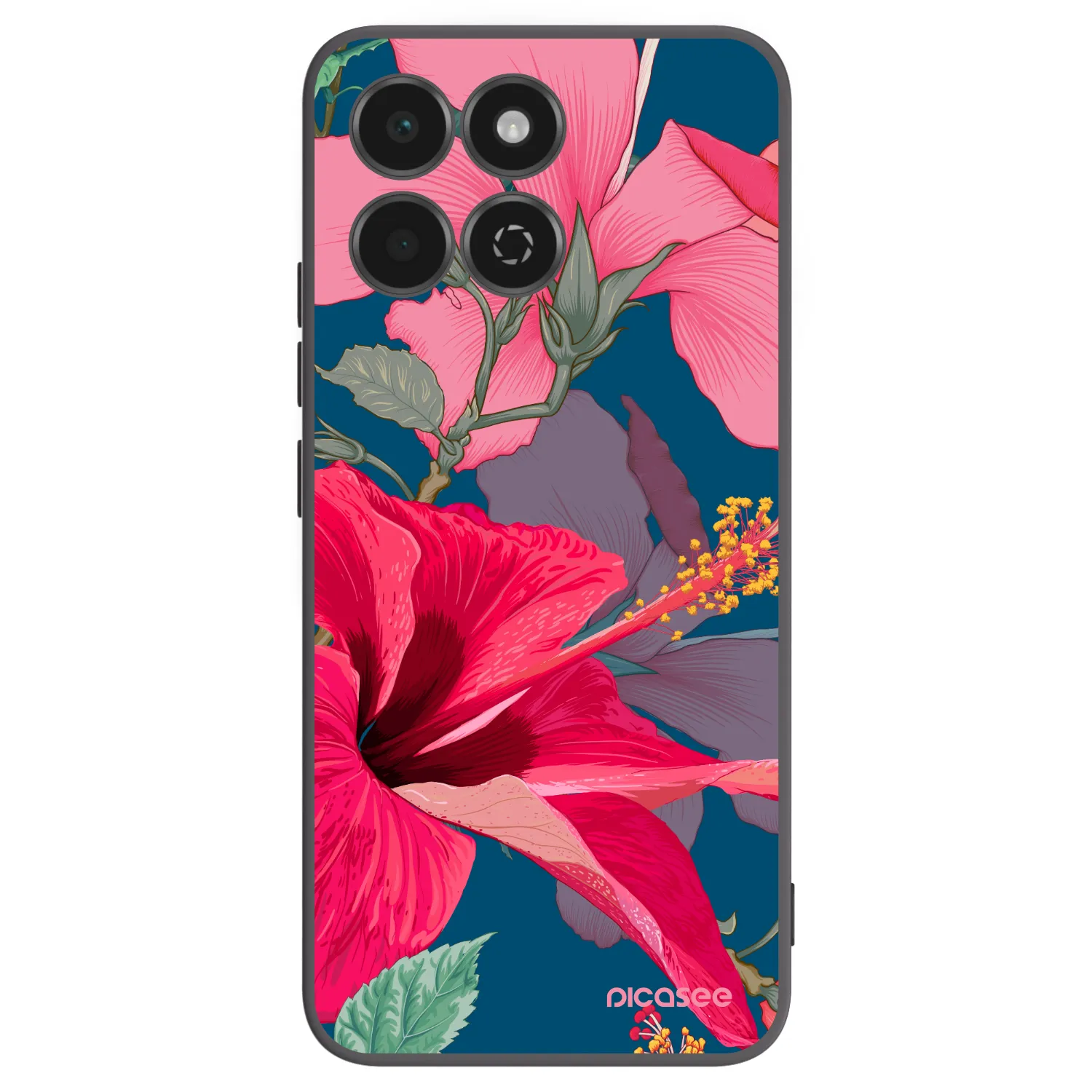 Picasee Μαύρη θήκη σιλικόνης για Honor 200 Smart 5G - Hibiscus