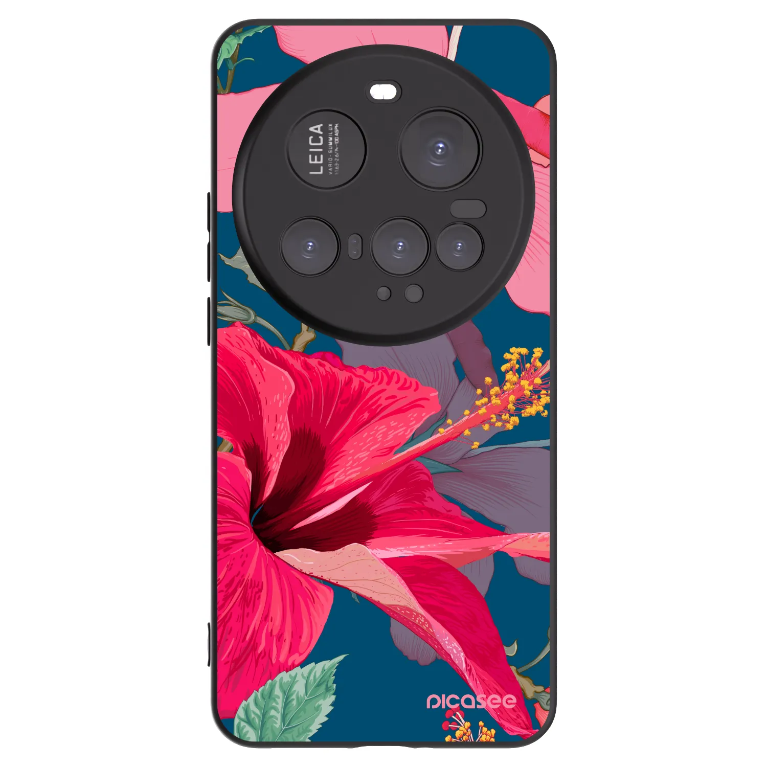 Picasee Μαύρη θήκη σιλικόνης για Xiaomi 15 Ultra - Hibiscus