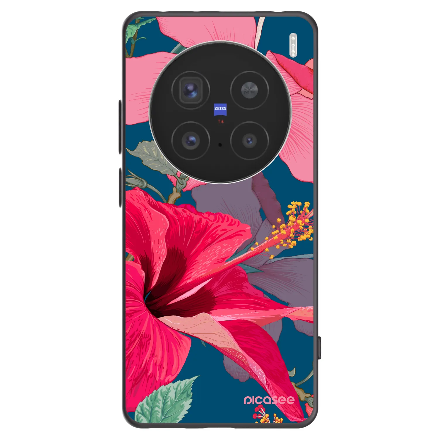 Picasee Μαύρη θήκη σιλικόνης για Vivo X200 Pro - Hibiscus