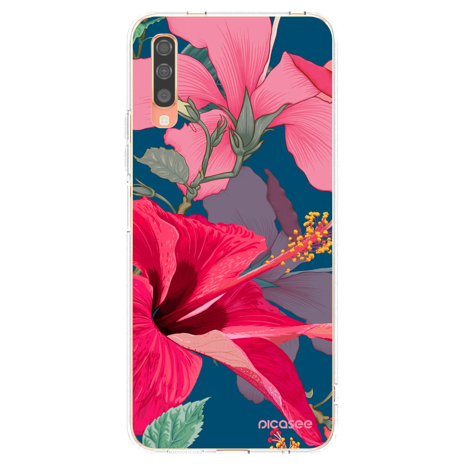 Picasee διαφανής θήκη σιλικόνης Samsung Galaxy A70 A705F - Hibiscus