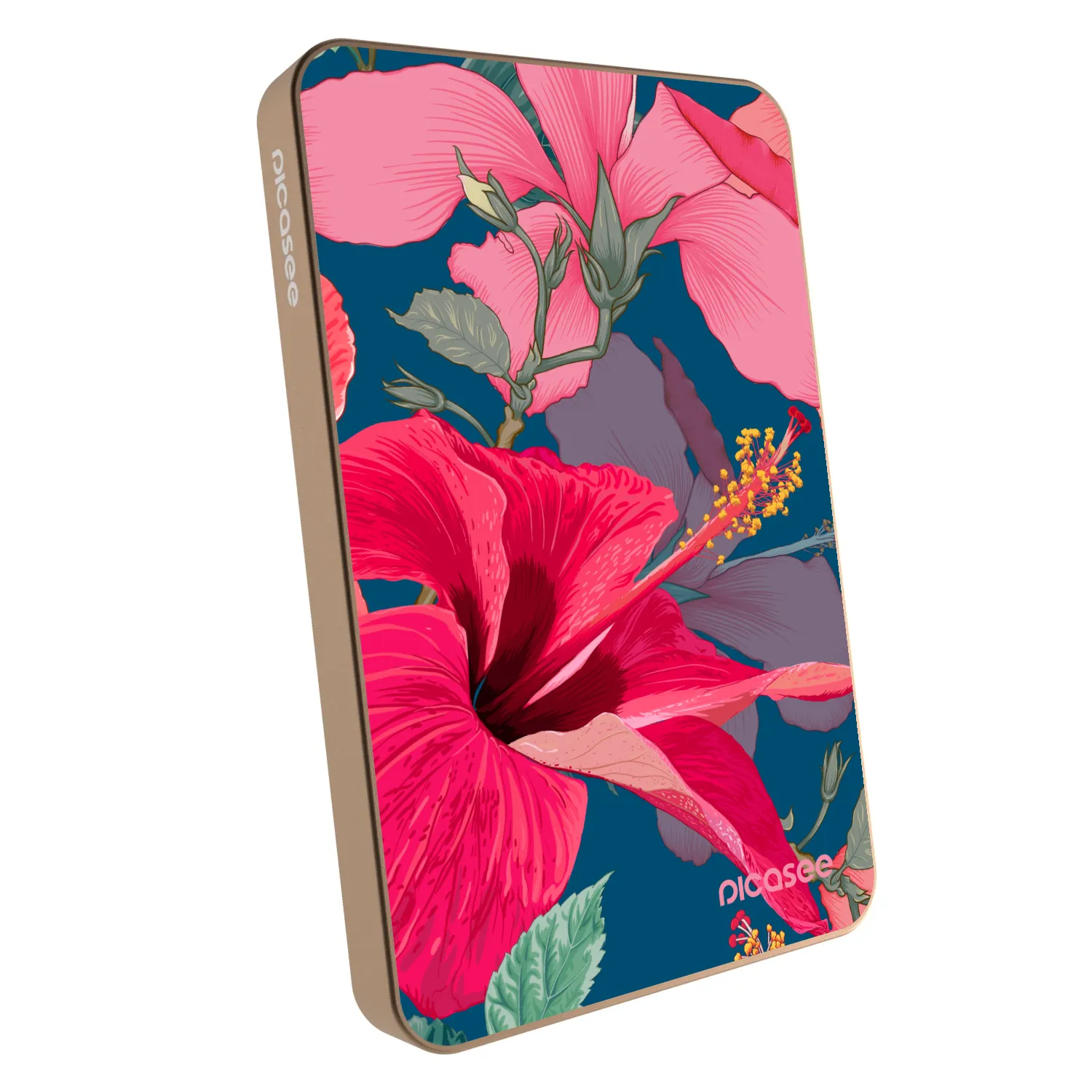 Picasee Powerbank με MagSafe 5 000 mAh Χρυσαφένιος - Hibiscus