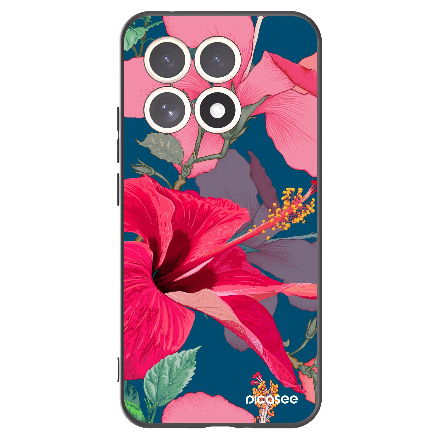 Picasee Μαύρη θήκη σιλικόνης για Xiaomi 15T - Hibiscus