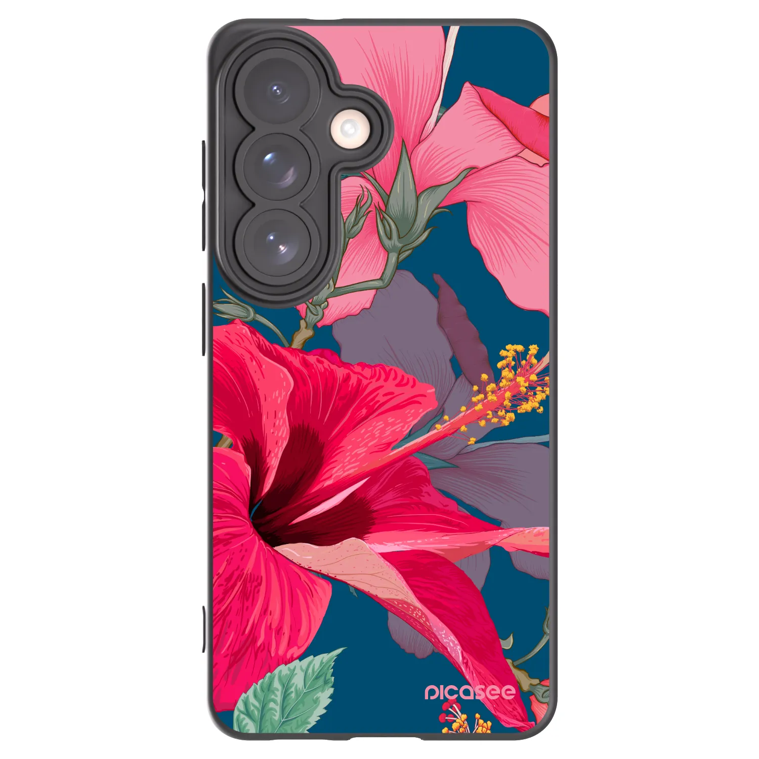 Picasee Μαύρη θήκη σιλικόνης για Samsung Galaxy S26 - Hibiscus