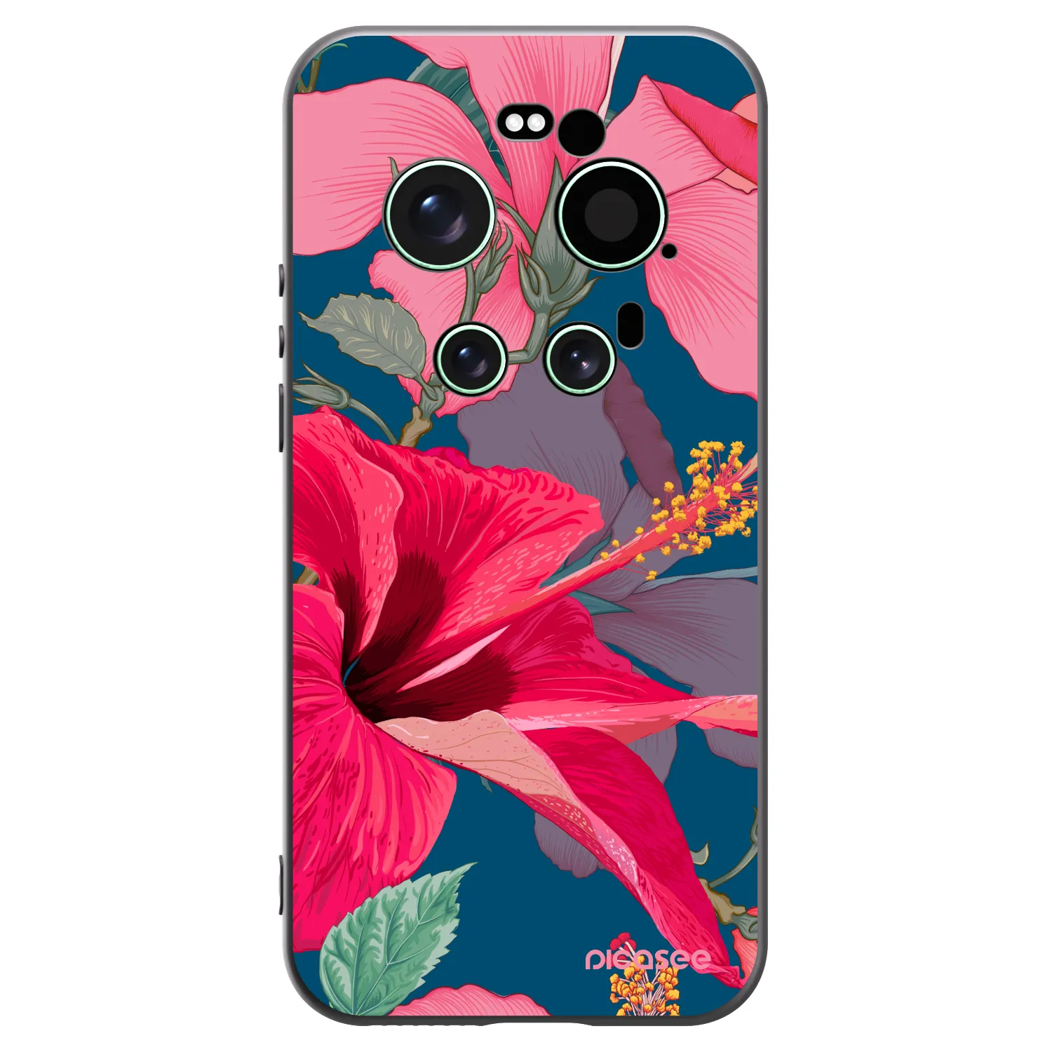 Picasee Μαύρη θήκη σιλικόνης για Xiaomi 17 Ultra - Hibiscus