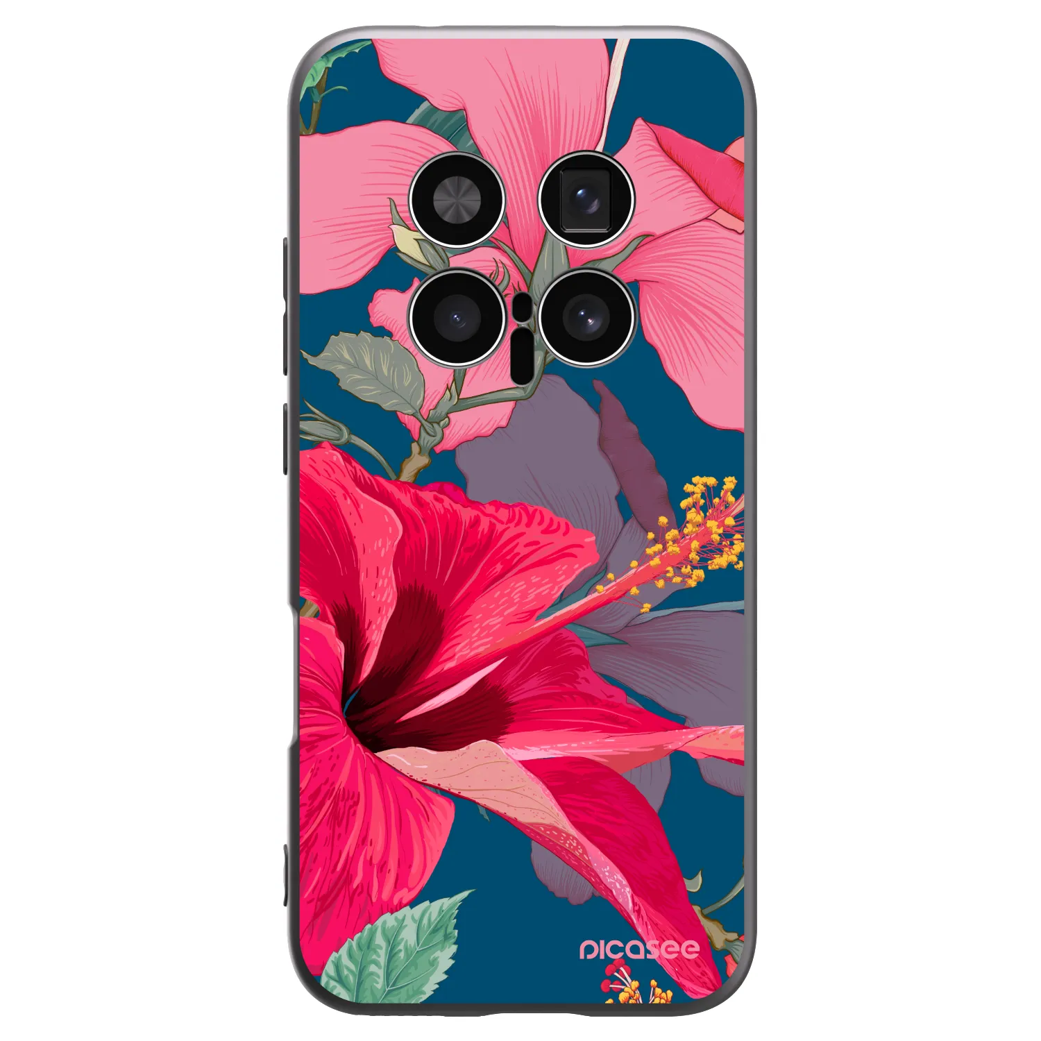 Picasee Μαύρη θήκη σιλικόνης για Honor Magic8 Pro 5G - Hibiscus