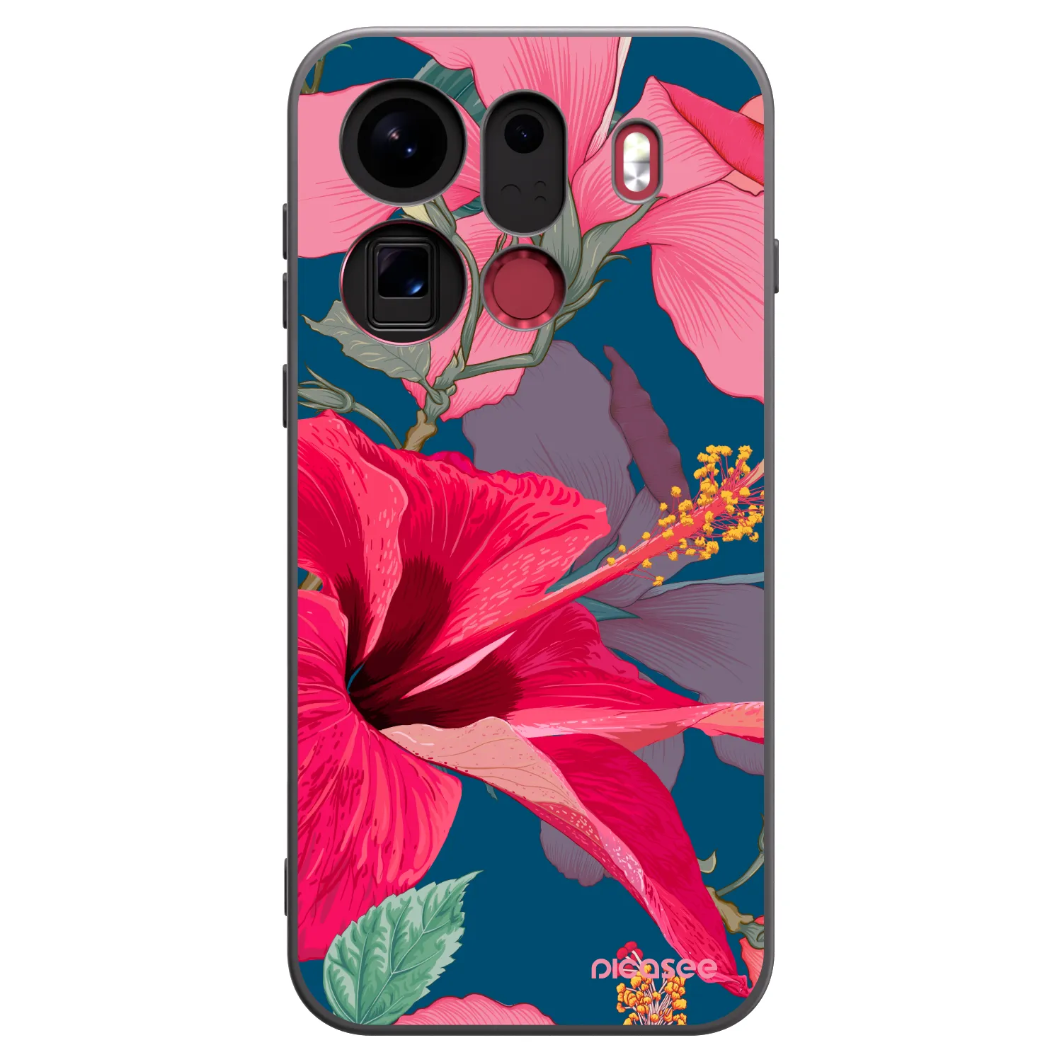Picasee Μαύρη θήκη σιλικόνης για OPPO Find X9 Pro - Hibiscus