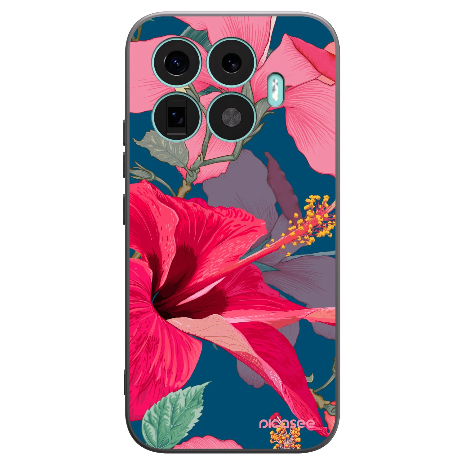 Picasee Μαύρη θήκη σιλικόνης για Xiaomi 17T - Hibiscus