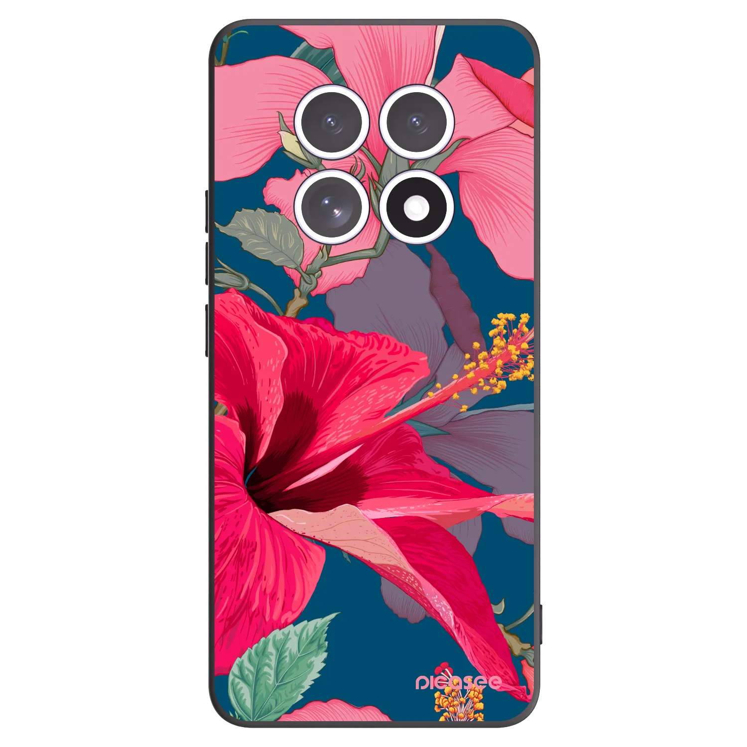 Picasee Μαύρη θήκη σιλικόνης για Xiaomi Redmi Note 15 5G - Hibiscus