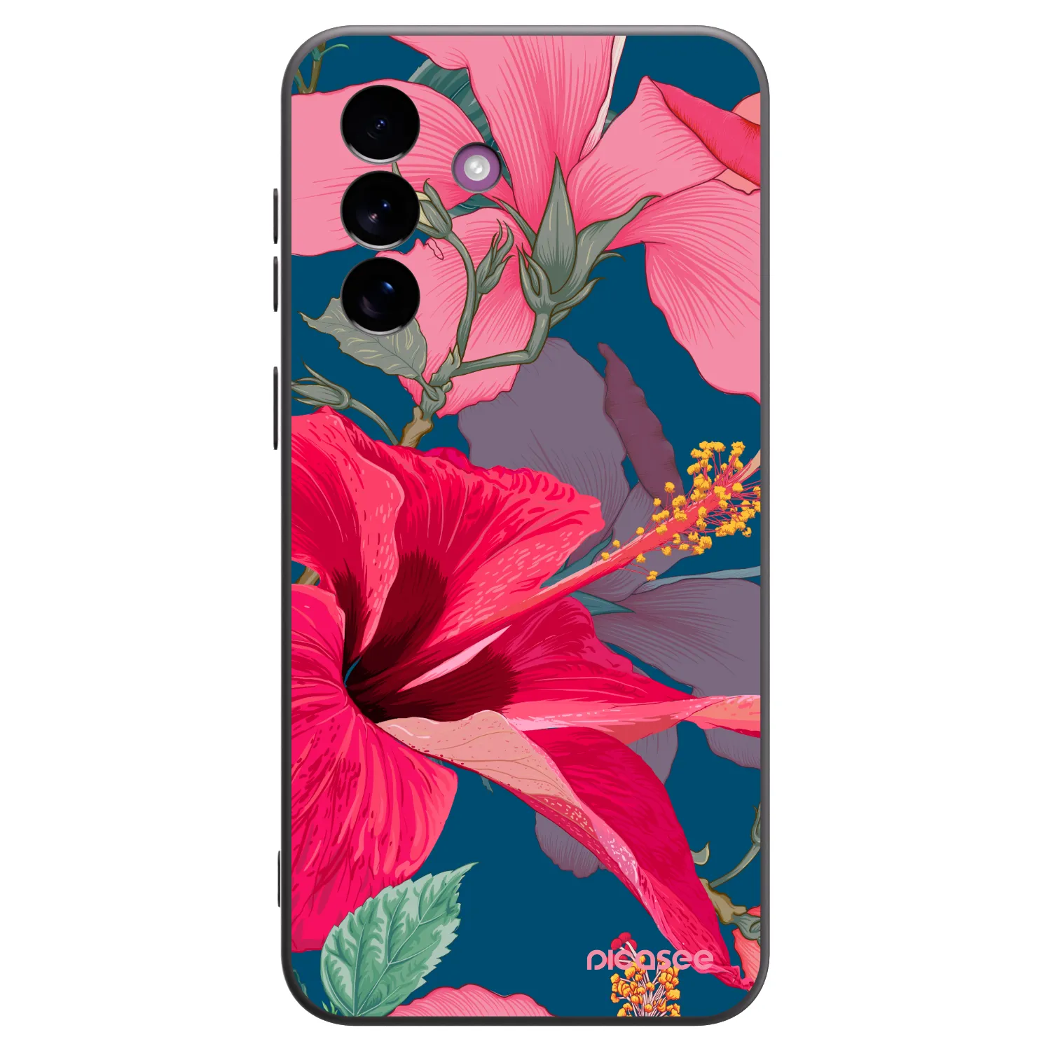 Picasee Μαύρη θήκη σιλικόνης για Samsung Galaxy A37 - Hibiscus
