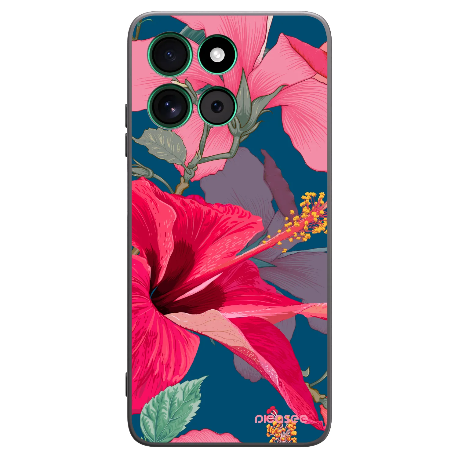 Picasee Μαύρη θήκη σιλικόνης για Motorola Moto G57 Power - Hibiscus